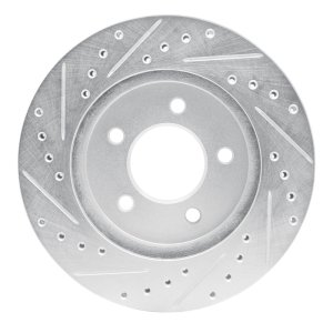 Chrysler Voyager Brake Rotor (1) - Front Right - R1 Concepts - Drilled & Slotted - Silver - `91-`02